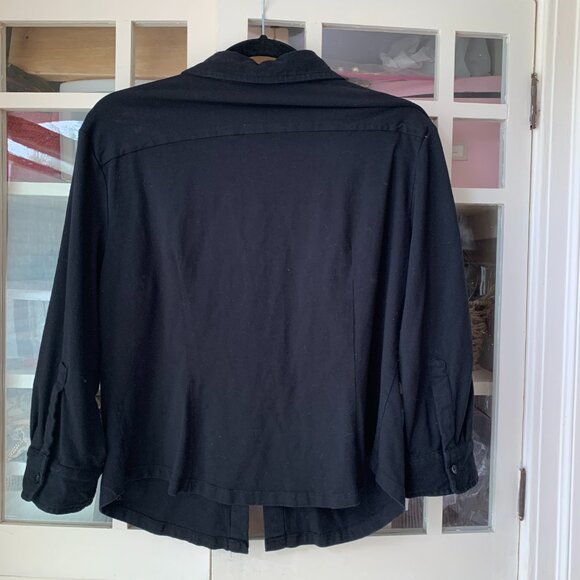 Eshakti black knit Button-Down Blouse with 3/4 sleeves - Picture 2 of 4